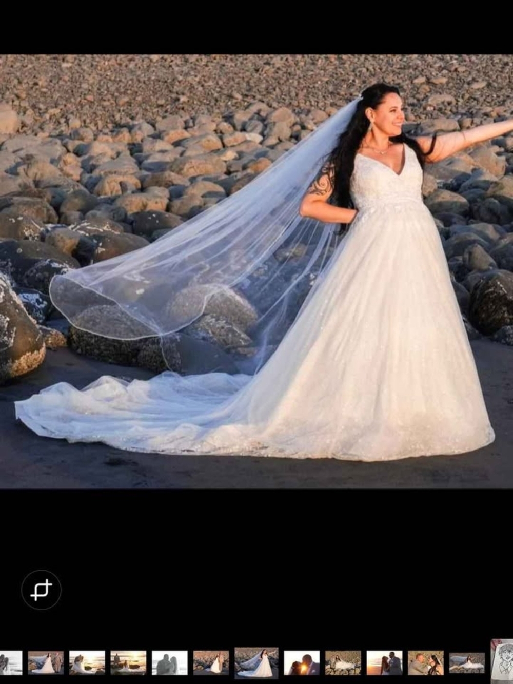 Elegant White Lace A-Line Wedding Dress with Long Veil